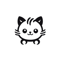 Obraz premium Adorable Minimalist Cat Icon with a Friendly Smile, created with Generative AI technology