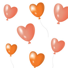 3-D heart-shaped balloons in pink and orange