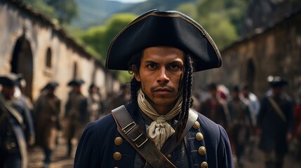 A man with dreadlocks wearing a pirate hat
