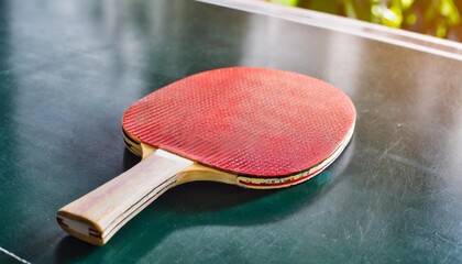 ping pong racket on the table - obrazy, fototapety, plakaty
