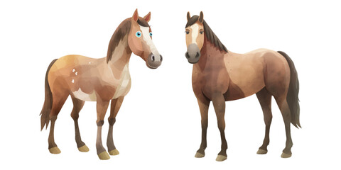 Obraz na płótnie Canvas cute brown horse watercolor illustration