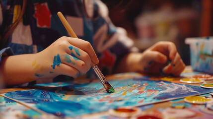 A hands-on arts and crafts session where children express themselves creatively and develop fine motor skills — Love and Respect, Care and Development, Recognition and Perfection - obrazy, fototapety, plakaty
