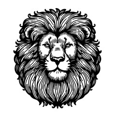 Lion head. Coloring book page for adults and kids. Animal portrait