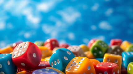 Colorful background. April fool font per dice background. April fool's day background. - obrazy, fototapety, plakaty
