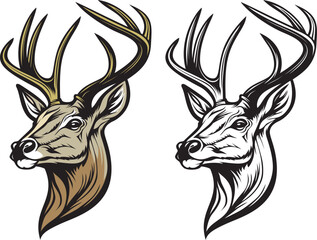 Deer Buck Head Front-Side View