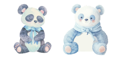cute panda watercolour vector illustration