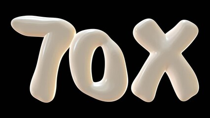 70x with milky color isolated on transparent background. 3d animation for double and bonus concept