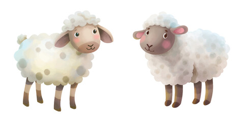  cute sheep soft watercolour vector illustration