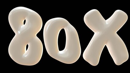 80x with milky color isolated on transparent background. 3d animation for double and bonus concept