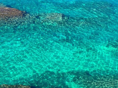 Sea blue azure beautiful water aerial view seascape.