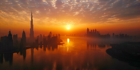 Dubai Skyline Sunset dreams view,An Arabian Sunset