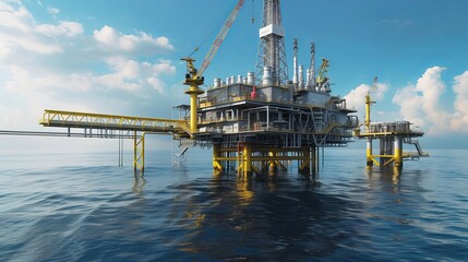picture of an oil platform on a clear day.