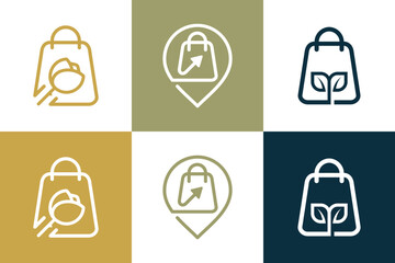 Shop bag design element vector icon collection with creative idea