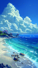 Obraz premium Sunny Day at the Ocean Pie, at Beachside Pier Panorama