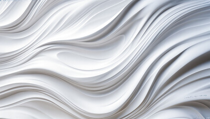  3D rendering of a white wavy surface Soft, smooth, gentle, and flowing