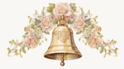 Illustration of a wedding bell with a bow on a white background