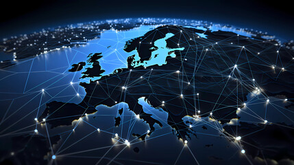  visual representation of NIS2 featuring a map or network diagram depicting the European Union as a continuous landmass - obrazy, fototapety, plakaty