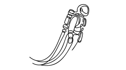 Continuous one line of jetpack machine on white background