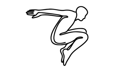 Person jumping one continuous line illustration on white background