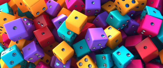 April fool font per dice background. April fool's day background with copy space for text. Colorful background