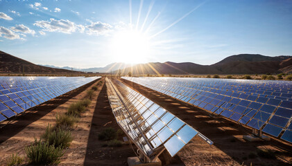 Large-scale solar power plant in the middle of the desert
