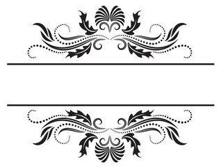 Floral ornament frame with leaves and abstract lines. Decorative element for greeting or invitation card design