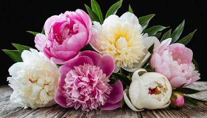 Obraz na płótnie Canvas pink and white peony flowers bouquet isolated