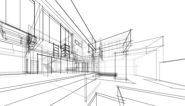 house building architecture 3d illustration