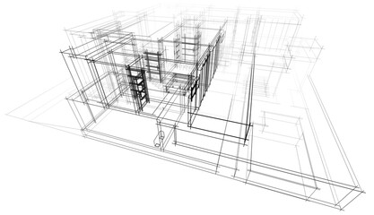 wireframe of a building