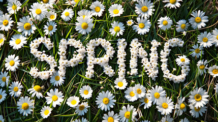 Happy Spring nature flower background with text effect