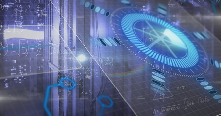 Image of data processing over server room