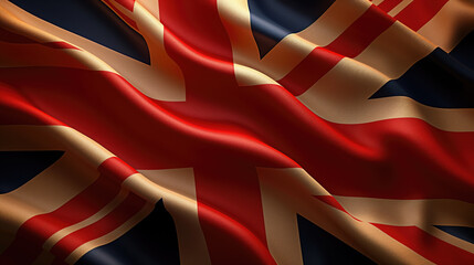 British flag wavy in the wind, symbolism - obrazy, fototapety, plakaty