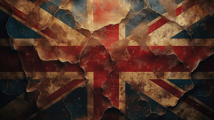 British flag, cracked, broken, symbolism, grunge - obrazy, fototapety, plakaty