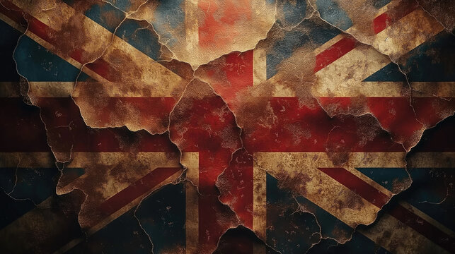 British flag, cracked, broken, symbolism, grunge