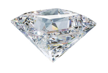 Big shiny princess cut diamond or gem isometric view. 3d illustration isolated on white