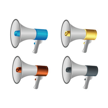 Set of different color 3d megaphone vector