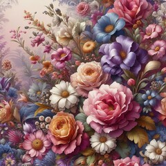 Obraz na płótnie Canvas spring flowers bouquet. AI generated illustration