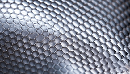  Close up of a snakeskin texture in silver color with a beautiful pattern