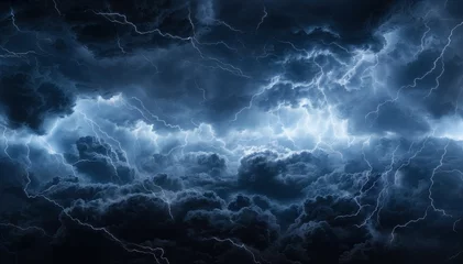 Foto auf Alu-Dibond  A dramatic and awe-inspiring image of a stormy sky filled with dark clouds, bright lightning, and booming thunder © Graphic Dude