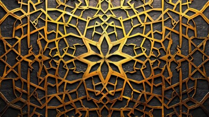 Golden lined motif geometric Islamic patterns, Islamic backgrounds for eid ul adha and eid ul fitr. - obrazy, fototapety, plakaty