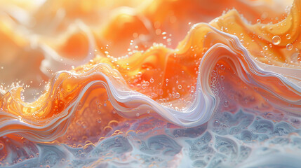 Abstract Painting of Waves and Oranges
