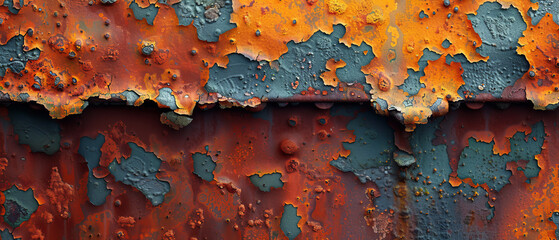 Peeling Paint on Old Rusted Metal Surface