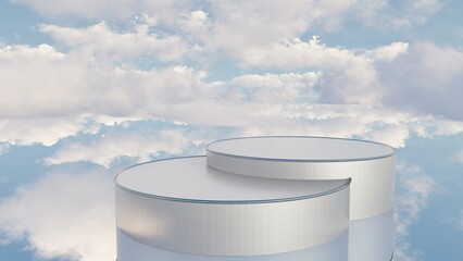 Podium backdrop for product display in cloudscape 3d render