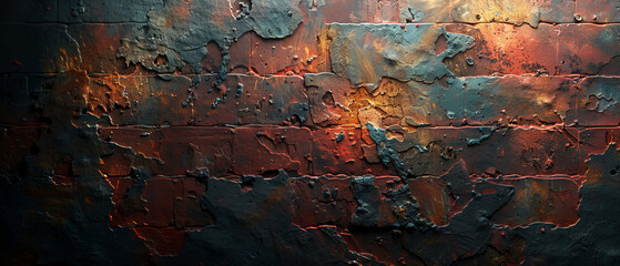Rusted Wall With Illuminated Light Fixture