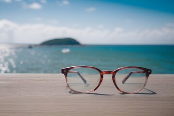 Fototapeta na wymiar glasses on the beach