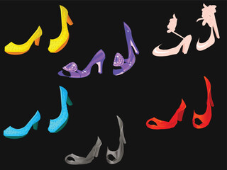  female shoes vector illustrations set