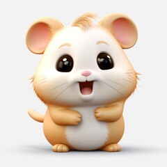 Naklejka premium A happy cartoon hamster sitting with a smile on its face
