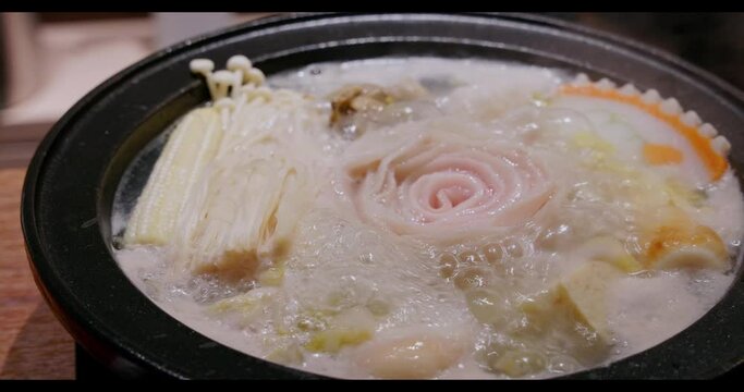 Sauerkraut and white meat pot sour pickle with pork meat