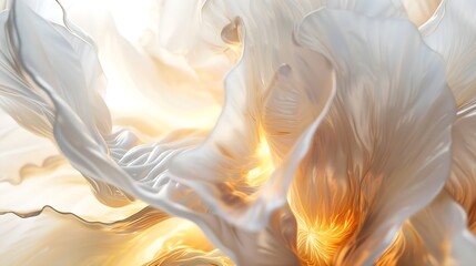 ethereal glow: silky white fabric in a luminous dance