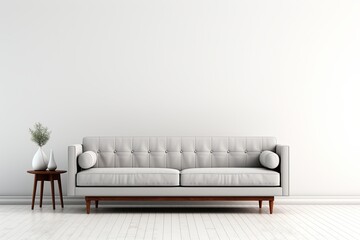 Modern grey sofa on isolated white background. Furniture for modern interior, minimalist design